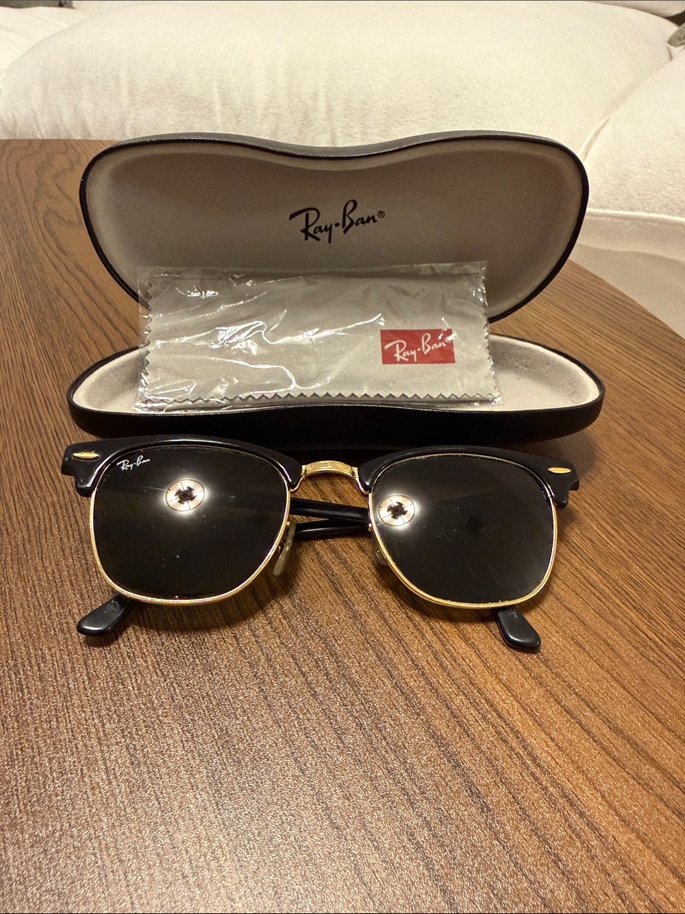 Ray-Ban Gold and Black Clubmaster Sunglasses